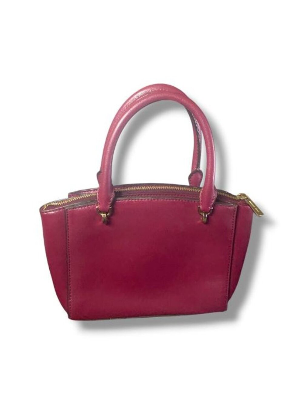 Michael Kors Burgundy Floral Studded Leather 2Way Shoulder Handbag Tote Gold - Picture 3 of 3